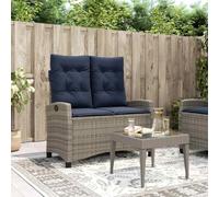Tonture Banc inclinable de Jardin avec Coussins Gris en résine tressée et Cadre en Acier Robuste, mobilier extérieur pour terrasse, Balcon, Patio ou Cour avec Dossier réglable et Housses lavables