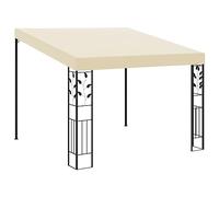 Tonture Belvédère à Montage Mural 3x3x2,5 m crème en Acier Enduit de Poudre avec Tissu Polyester, abri pergola pour Jardin terrasse Balcon extérieur