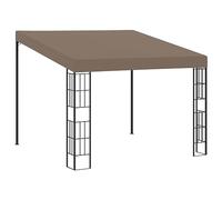 Tonture Belvédère Mural 3x3 m Taupe en Tissu Polyester avec Cadre Acier, auvent PA, Protection Solaire pour terrasse Jardin Balcon extérieur Patio
