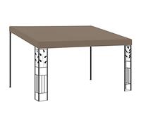 Tonture Belvédère Mural Taupe en Acier Enduit de Poudre 4 x 3 x 2,5 m avec Toile Polyester, abri extérieur pour Jardin, terrasse, Balcon, Protection Soleil Pluie Vent
