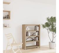 Tonture Bibliothèque à 4 étagères, 80 x 30 x 110 cm, en bois massif d'acacia, robuste, pour livres, magazines et décoration dans le salon, surface brossée