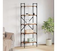 Tonture Bibliothèque aspect bois vieilli 56 x 32 x 174 cm, avec 5 étagères, étagère autoportante pour salon, bureau, chambre à coucher