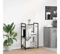Tonture Bibliothèque autoportante en bois avec 3 étagères, design industriel, 56 x 34 x 96 cm, gris Sonoma