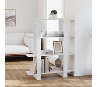 Tonture Bibliothèque blanche, 100 x 30 x 123,5 cm, en matériau dérivé du bois, séparateur de pièce, polyvalente, étagère ouverte pour livres, DVD, médias et décoration dans le salon, le couloir