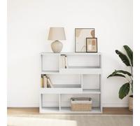 Tonture Bibliothèque Blanche de Rangement 100x33x94,5 cm avec 6 Compartiments, Support à Livres modulable pour Salon Bureau Chambre Enfant, Meuble étagère Mural ou au Sol
