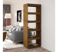 Tonture Bibliothèque en Bois Marron Miel 60x35x167 cm avec étagères de Rangement pour Salon Bureau Chambre Enfant, cloison de séparation, Meuble Mural ou Sol, Stockage organisé