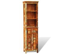 Tonture Bibliothèque en Bois Massif de récupération Vintage avec Trois étagères et Armoire de Rangement inférieure pour Salon Bureau Chambre Enfant ou Couloir, Design Unique, Solide et Durable