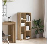 Tonture Bibliothèque en chêne Artisanal 50x25x104 cm avec 7 Compartiments pour Rangement de Livres, Magazines, DVD, décoration Murale ou Sol, idéale pour Salon, Bureau ou Chambre