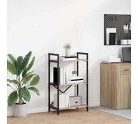 Tonture Bibliothèque en chêne Sonoma 56 x 34 x 96 cm, en bois avec 3 étagères, style industriel, autonome, pour salon, bureau à domicile, bureau