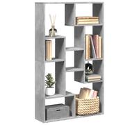Tonture Bibliothèque gris béton - 72 x 20 x 120 cm - En matériau bois moderne - Avec 9 compartiments - Séparateur de pièce polyvalent pour salon et bureau