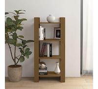 Tonture Bibliothèque Marron Miel 60x35x125 cm en Bois Massif, étagère de Rangement Multifonction pour Salon, Bureau, Chambre, cloison de séparation, Meuble Pratique et décoratif
