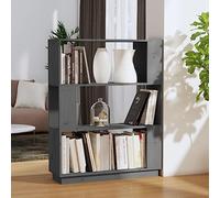 Tonture Bibliothèque séparateur de pièce, gris, 80 x 25 x 101 cm, en pin massif, étagère sur pied ouverte, pour salon, bureau, couloir, rangement polyvalent