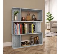 Tonture Bibliothèque séparateur de pièce, gris, sonoma 80 x 24 x 96 cm, matériau à base de bois avec 9 compartiments, étagère de rangement polyvalente pour salon, bureau et couloir
