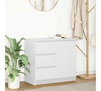 Tonture Buffet avec tiroir Blanc 71x35x65 cm en Bois d'ingénierie Meuble de Rangement Polyvalent pour Salon Salle à Manger Bureau Chambre avec étagère Porte et tiroirs