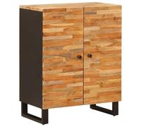 Tonture Buffet de Rangement Marron 60 x 33 x 75 cm en Bois de Manguier Massif avec Compartiment Tiroir Porte Étagère Pieds Noirs pour Salon Chambre ou Cuisine