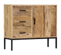 Tonture Buffet en Bois de manguier Massif 88x30x71 cm avec 3 tiroirs et Porte pour Salle à Manger Salon Chambre décoration élégante