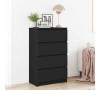 Tonture Buffet en Bois d'ingénierie Noir 60x35x98,5 cm avec 4 tiroirs Meuble de Rangement Moderne pour Salon Salle à Manger Chambre ou Bureau
