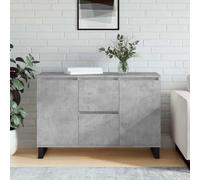 Tonture Buffet Gris béton 101,5x35x70 cm en Bois d'ingénierie avec Grands espaces de Rangement pour Salon Salle à Manger ou entrée, Design Robuste et Facile à Nettoyer
