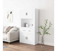 Tonture Buffet Haut en Bois d'ingénierie Blanc 80 cm avec Fixation Murale pour Salon Salle à Manger Chambre et entrée, Grand Espace de Rangement, Meuble de Rangement Stable et Durable
