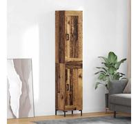 Tonture Buffet haut en bois recyclé - 34,5 x 34 x 180 cm - Meuble haut avec 2 portes - Vitrine fine sur pied pour cuisine, salle à manger, couloir, espace de rangement polyvalent