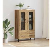 Tonture Buffet haut en chêne artisanal, 70 x 31 x 115 cm, en bois composite et fer, avec tiroir, vitrine pour salon, couloir