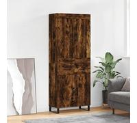 Tonture Buffet haut en chêne fumé, 69,5 x 34 x 180 cm, matériau dérivé du bois, pieds en métal, armoire de rangement élégante pour salon, couloir et salle à manger