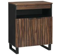 Tonture Buffet marron 60 x 33 x 75 cm, en bois de manguier massif, avec 2 portes, espace de rangement polyvalent pour salon, salle à manger, design rustique, console durable