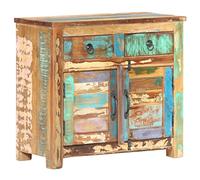 Tonture Buffet Massif en Bois de récupération 70x35x65 cm avec 2 Portes et 2 tiroirs Meuble de Rangement Style Antique pour Salon Salle à Manger Chambre