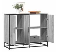 Tonture Buffet moderne gris Sonoma 94 x 35 x 76 cm, matériau du bois avec structure en métal, espace de rangement polyvalent pour salon, couloir et salle à manger, durable et stable