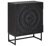 Tonture Buffet Noir 55 x 30 x 70 cm en Bois de Mangue Massif Meuble de Rangement élégant pour Salon Salle à Manger séjour et entrée