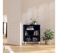 Tonture Buffet noir 57 x 35 x 70 cm, en matériau dérivé du bois, à 3 compartiments, espace de rangement pour salon, couloir, cuisine, armoire de rangement polyvalente