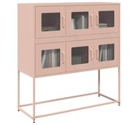 Tonture Buffet rose - 100,5 x 39 x 107 cm - En acier laminé à froid - Robuste - Avec espace de rangement - Pour salle à manger, couloir et bureau