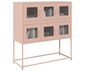 Tonture Buffet rose - 100,5 x 39 x 107 cm - En acier laminé à froid - Robuste - Avec espace de rangement - Pour salle à manger, couloir et bureau