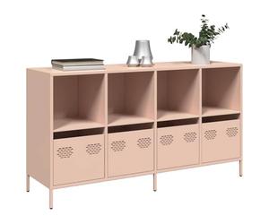 Tonture Buffet rose 135 x 39 x 73,5 cm, en acier laminé à froid, avec 4 tiroirs et compartiments, pour salon, salle à manger et couloir, espace de rangement polyvalent