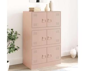 Tonture Buffet rose en acier laminé à froid, 67 x 39 x 107 cm, avec 6 portes, meuble de rangement robuste pour salon, couloir