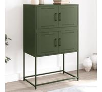 Tonture Buffet vert olive 68,5 x 38,5 x 107 cm, armoire en acier robuste avec 4 compartiments, meuble polyvalent pour salon, couloir et cuisine, armoire de rangement pratique