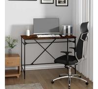 Tonture Bureau chêne fumé en Bois d'ingénierie et Fer 100x50x75 cm Poste de Travail Industriel pour télétravail Chambre Salon étude Informatique Gaming
