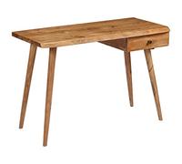 Tonture Bureau en bois d'acacia massif 110 x 50 x 76 cm, design rétro avec bords naturels, poli et laqué, pour la maison, le bureau, la chambre à coucher, le bureau, table d'ordinateur, polyvalent