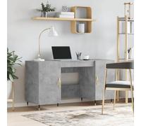 Tonture Bureau Gris béton 140x50x75 cm Bois d'ingénierie avec 4 Compartiments de Rangement tiroir Console pour Poste Informatique et télétravail Chambre Salon Ergonomique