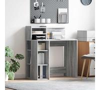 Tonture Bureau Gris Sonoma en Bois d'ingénierie 90 x 48 x 101,5 cm avec Rangement et Étagère, Poste de Travail Moderne pour Télétravail, Études, Chambre ou Salon