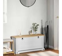 Tonture Cabinet à Chaussures Corona Blanc en pin Massif 99 x 32 x 49 cm Meuble Rangement avec étagère, Armoire Organisateur modulable pour entrée Chambre