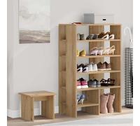 Tonture Cabinet à Chaussures en Bois d'ingénierie 62 x 35 x 100 cm avec Tabouret, Meuble Rangement modulable pour Baskets Bottes, Armoire Organisateur idéal entrée Chambre