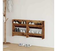Tonture Cabinet à Chaussures Mural 2 pc en Bois d'ingénierie 60 x 18 x 60 cm, Meuble Range Chaussures modulable avec étagères, Support Suspendu pour entrée Chambre Dressing
