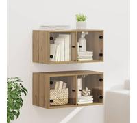 Tonture Cabinets muraux 2 pièces en Bois d'ingénierie 68 x 37 x 35 cm avec Portes en Verre Transparent pour Salon, Chambre ou Cuisine, Rangement Pratique et Design Moderne