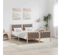 Tonture Cadre de lit avec tête de lit, taupe, 150 x 200 cm, en bois de pin massif, cadre de lit robuste, design moderne, meuble de chambre à coucher pour 2 personnes