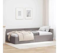 Tonture Cadre de lit d'angle, avec tête de lit, taupe, 100 x 200 cm, en velours, rembourré en forme de L, peu encombrant, meuble de chambre à coucher, pour un intérieur moderne