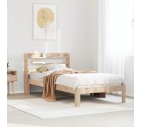 Tonture Cadre de lit en pin massif 90 x 190 cm, sommier à lattes, en contreplaqué, avec têtes de lit, étagères, autoportant, lit simple, robuste, pour chambre à coucher, meuble moderne