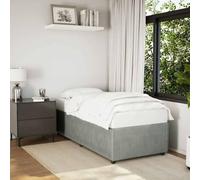 Tonture Cadre de lit gris clair, 90 x 200 cm, en velours, rembourré avec sommier à lattes, cadre en bois robuste, pieds en plastique renforcé, meuble de chambre moderne pour un sommeil réparateur