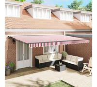 Tonture Cadre de store rouge et blanc 500 x 300 cm, store extensible à bras articulé avec cadre en aluminium revêtu par pulvérisation, protection solaire résistante aux intempéries pour jardin, balcon