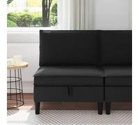 Tonture Canapé Central en Velours Noir avec Grand Espace de Rangement, Coussins Confortables, Design Moderne et Dimensions 70x70x82 cm pour Salon, Bureau, Chambre et séjour
